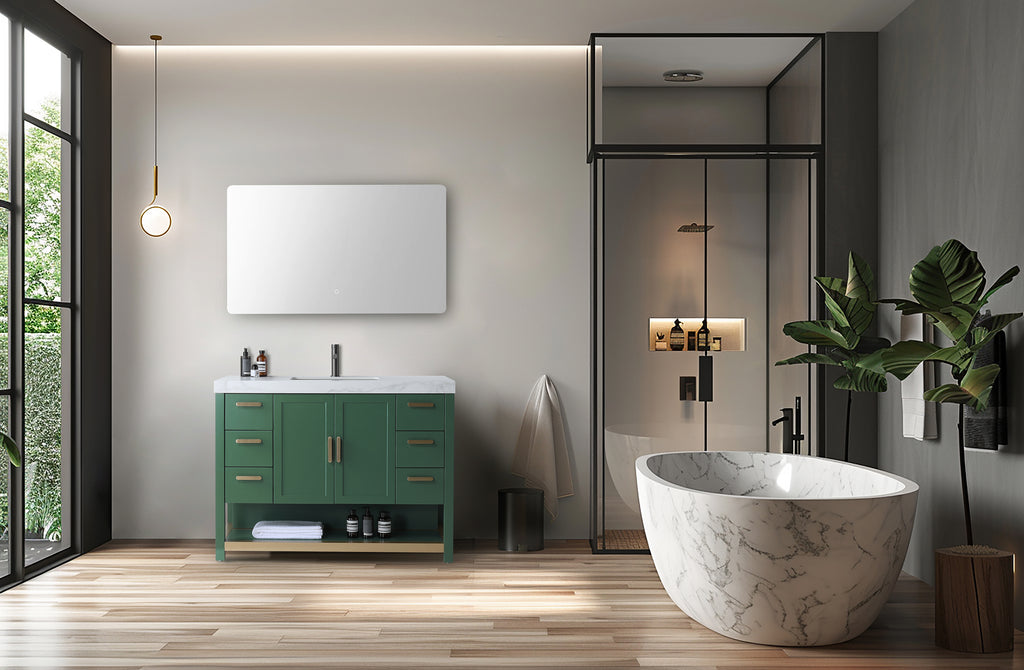 WINCHESTER 48 FOREST GREEN FREESTANDING MODERN BATHROOM VANITY WHITE kartonrepublic