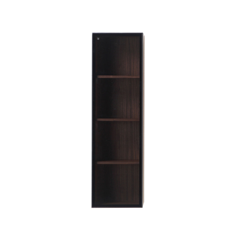 LUCE 13" WALNUT/GLASS WALL MOUNT MODERN BATHROOM SIDE CABINET