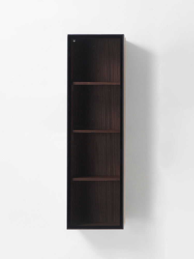 LUCE 13" WALNUT/GLASS WALL MOUNT MODERN BATHROOM SIDE CABINET