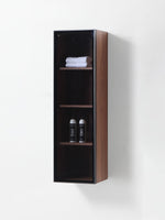 LUCE 13" WALNUT/GLASS WALL MOUNT MODERN BATHROOM SIDE CABINET