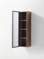 LUCE 13" WALNUT/GLASS WALL MOUNT MODERN BATHROOM SIDE CABINET