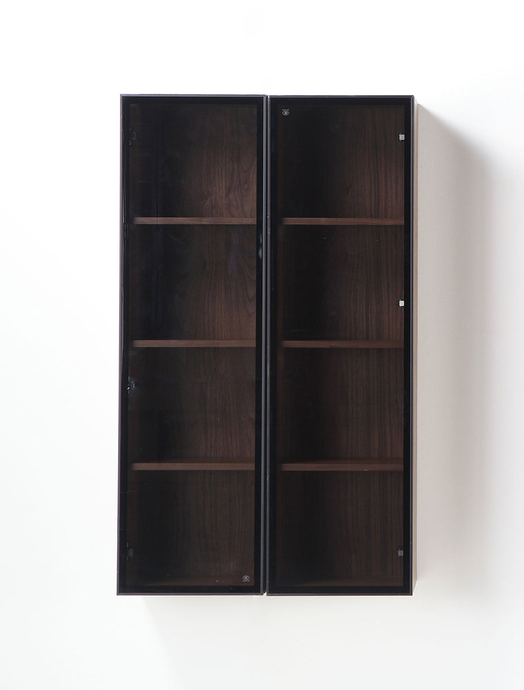 LUCE 13" WALNUT/GLASS WALL MOUNT MODERN BATHROOM SIDE CABINET