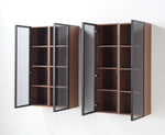 LUCE 13" WALNUT/GLASS WALL MOUNT MODERN BATHROOM SIDE CABINET