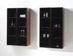 LUCE 13" WALNUT/GLASS WALL MOUNT MODERN BATHROOM SIDE CABINET