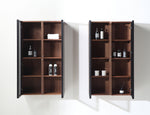LUCE 13" WALNUT/GLASS WALL MOUNT MODERN BATHROOM SIDE CABINET