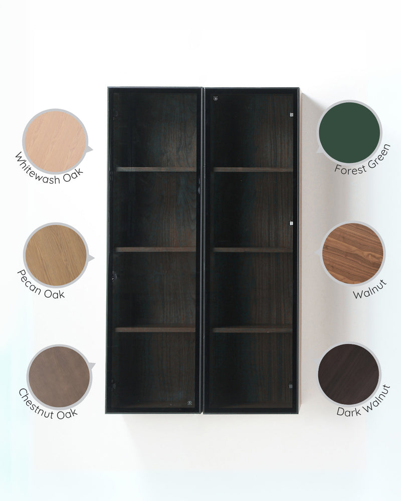 LUCE 13" WHITEWASH OAK/GLASS WALL MOUNT MODERN BATHROOM SIDE CABINET