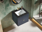 BARCELONA 24” DARK BLUE WALL MOUNT MODERN BATHROOM VANITY (BLACK COUNTERTOP)