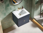 BARCELONA 24” DARK BLUE WALL MOUNT MODERN BATHROOM VANITY (WHITE COUNTERTOP)