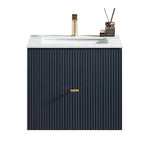 BARCELONA 24” DARK BLUE WALL MOUNT MODERN BATHROOM VANITY (WHITE COUNTERTOP)