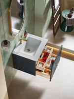 BARCELONA 24” DARK BLUE WALL MOUNT MODERN BATHROOM VANITY (WHITE COUNTERTOP)