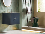 BARCELONA 24” DARK BLUE WALL MOUNT MODERN BATHROOM VANITY (WHITE COUNTERTOP)