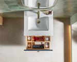 BARCELONA 24” DARK BLUE WALL MOUNT MODERN BATHROOM VANITY (WHITE COUNTERTOP)