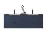 BARCELONA 60” DARK BLUE WALL MOUNT MODERN BATHROOM VANITY (BLACK COUNTERTOP)