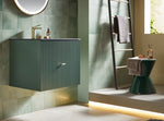 BARCELONA 24” FOREST GREEN WALL MOUNT MODERN BATHROOM VANITY (BLACK COUNTERTOP)