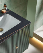 BARCELONA 24” FOREST GREEN WALL MOUNT MODERN BATHROOM VANITY (BLACK COUNTERTOP)