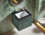 BARCELONA 24” FOREST GREEN WALL MOUNT MODERN BATHROOM VANITY (BLACK COUNTERTOP)