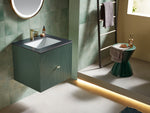 BARCELONA 24” FOREST GREEN WALL MOUNT MODERN BATHROOM VANITY (BLACK COUNTERTOP)