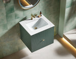 BARCELONA 24” FOREST GREEN WALL MOUNT MODERN BATHROOM VANITY (WHITE COUNTERTOP)