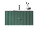 BARCELONA 42” FOREST GREEN WALL MOUNT MODERN BATHROOM VANITY (WHITE COUNTERTOP)