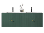 BARCELONA 60” FOREST GREEN WALL MOUNT MODERN BATHROOM VANITY (WHITE COUNTERTOP)