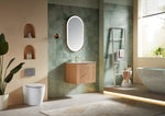 BARCELONA 24” NATURAL OAK WALL MOUNT MODERN BATHROOM VANITY (WHITE COUNTERTOP)