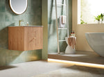 BARCELONA 24” NATURAL OAK WALL MOUNT MODERN BATHROOM VANITY (WHITE COUNTERTOP)