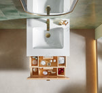 BARCELONA 24” NATURAL OAK WALL MOUNT MODERN BATHROOM VANITY (WHITE COUNTERTOP)