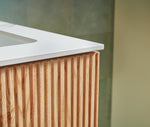 BARCELONA 24” NATURAL OAK WALL MOUNT MODERN BATHROOM VANITY (WHITE COUNTERTOP)