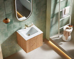 BARCELONA 24” NATURAL OAK WALL MOUNT MODERN BATHROOM VANITY (WHITE COUNTERTOP)