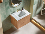 BARCELONA 30” NATURAL OAK WALL MOUNT MODERN BATHROOM VANITY (WHITE COUNTERTOP)