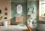 BARCELONA 30” NATURAL OAK WALL MOUNT MODERN BATHROOM VANITY (WHITE COUNTERTOP)