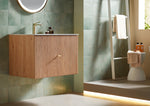 BARCELONA 30” NATURAL OAK WALL MOUNT MODERN BATHROOM VANITY (WHITE COUNTERTOP)
