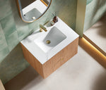 BARCELONA 30” NATURAL OAK WALL MOUNT MODERN BATHROOM VANITY (WHITE COUNTERTOP)