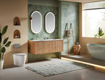 BARCELONA 60” NATURAL OAK WALL MOUNT MODERN BATHROOM VANITY (WHITE COUNTERTOP)