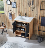 LYON 30” BLACK OF NIGHT/MAPLE MODERN FREESTANDING BATHROOM VANITY