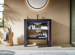 MUNICH 36” ESPRESSO OAK FREESTANDING MODERN BATHROOM VANITY (BLACK COUNTERTOP)