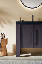 MUNICH 36” ESPRESSO OAK FREESTANDING MODERN BATHROOM VANITY (BLACK COUNTERTOP)