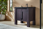 MUNICH 36” ESPRESSO OAK FREESTANDING MODERN BATHROOM VANITY (BLACK COUNTERTOP)