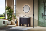 MUNICH 36” ESPRESSO OAK FREESTANDING MODERN BATHROOM VANITY (WHITE COUNTERTOP)