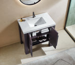 MUNICH 36” ESPRESSO OAK FREESTANDING MODERN BATHROOM VANITY (WHITE COUNTERTOP)