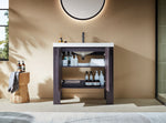 MUNICH 36” ESPRESSO OAK FREESTANDING MODERN BATHROOM VANITY (WHITE COUNTERTOP)