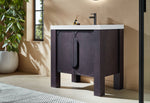 MUNICH 36” ESPRESSO OAK FREESTANDING MODERN BATHROOM VANITY (WHITE COUNTERTOP)