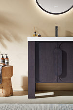 MUNICH 36” ESPRESSO OAK FREESTANDING MODERN BATHROOM VANITY (WHITE COUNTERTOP)