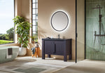 MUNICH 48” ESPRESSO OAK FREESTANDING MODERN BATHROOM VANITY (BLACK COUNTERTOP)
