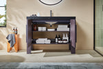 MUNICH 48” ESPRESSO OAK FREESTANDING MODERN BATHROOM VANITY (BLACK COUNTERTOP)