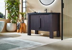 MUNICH 48” ESPRESSO OAK FREESTANDING MODERN BATHROOM VANITY (BLACK COUNTERTOP)
