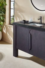MUNICH 48” ESPRESSO OAK FREESTANDING MODERN BATHROOM VANITY (BLACK COUNTERTOP)