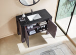 MUNICH 48” ESPRESSO OAK FREESTANDING MODERN BATHROOM VANITY (BLACK COUNTERTOP)
