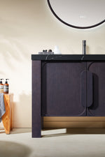 MUNICH 48” ESPRESSO OAK FREESTANDING MODERN BATHROOM VANITY (BLACK COUNTERTOP)