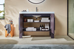 MUNICH 48” ESPRESSO OAK FREESTANDING MODERN BATHROOM VANITY (WHITE COUNTERTOP)